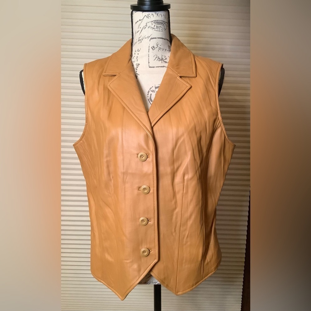 Coldwater Creek Chestnut Brown Leather Vest Size Large